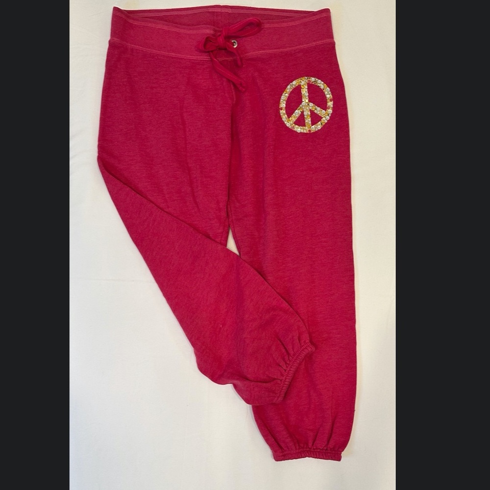 PINK bling cropped joggers
